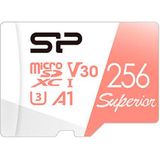 Silicon Power - Superior - Geheugenkaart - 256 GB - microSDXC - Wit, Rood