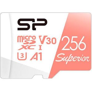Silicon Power - Superior - Geheugenkaart - 256 GB - microSDXC - Wit, Rood