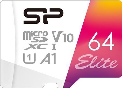 Silicon Power geheugenkaart Elite Micro SDXC 64GB UHS-I A1 V10 (64 GB, microSDXC, U1, UHS-I), Geheugenkaart, Veelkleurig