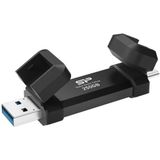 Silicon Power 250 GB draagbare stick SSD USB 3.2 MS72 Zwart (250 GB), Externe SSD, Zwart