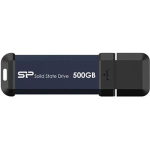 Silicon Power 500 GB draagbare stick SSD USB 3.2 MS60 Zwart (500 GB), Externe SSD, Blauw