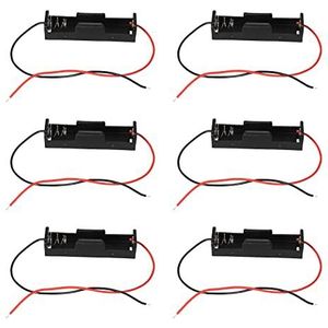 R 6 stuks schakelaar connector 1,5 V AAA batterijhouder kunststof behuizing opbergkist zwart, 051037