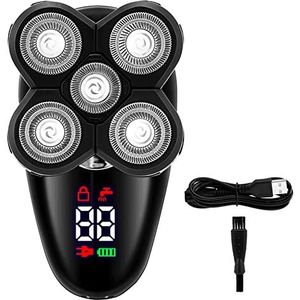 Josenidny Elektrisch scheerapparaat voor mannen, scheermes glad hoofd, led-display, neushaar, baard, scheermachine, tondeuse gezichtsreiniging, borstel, 2 stuks