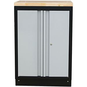 MSS Opbergkast - RAL Grijs - Houten Bovenblad - Dubbele Deur - 2 Verstelbare Legborden