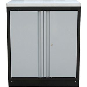 MSS Opbergkast - RAL Grijs - RVS Bovenblad - Dubbele Deur - 2 Verstelbare Legborden