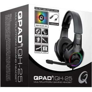QPAD QH-25 Multiplatform Gaming Headset (Bedraad), Gaming headset, Zwart