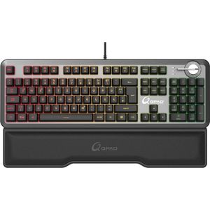 QPAD MK-95 Pro Gaming Premium Opto Mechanisch toetsenbord, Opto Mechanical Keyboard met 2in1 Q Switch (lineair rood en tactiel met klikblauw), RGB LED-verlichting, Duits QWERTZ DE lay-out, antraciet