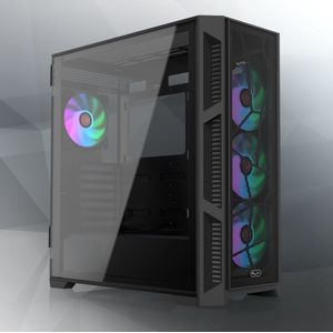 Raijintek - PONOS Ultra Mesh Midi Toren - PC-behuizing - Zwart - Gehard Glas