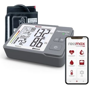 Rossmax Z5 Bloeddrukmeter Bovenarm Hartstichting met accu - Klinisch Gevalideerd - Hartslagmeter - Bluetooth - Smartphone App - Onregelmatige Hartslag - AFib en PC Detectie - Geheugen - Gemiddelde Ochtend/Avond - 2 Gebruikers en Gastmodus