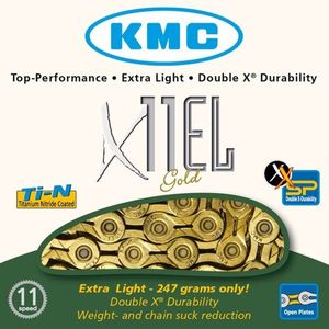 KMC-Fahrradkette X11el-Ti-N Gold 118 Links