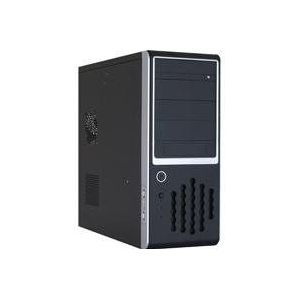 RASURBO Behuizing BasicCase BC-05 zwart/zilver MidiATX incl. PSU460W 1,2 m stroomkabel 4x13,4cm u 8x8,9cm drives retailkarton