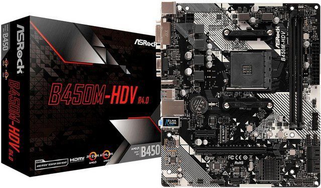 ASRock B450M-HDV R4.0 Mainboard - AMD B450 - AMD AM4 socket - DDR4 RAM - Micro-ATX
