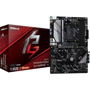 ASRock x570 Phantom Gaming 4, moederborden AMD x570, AM4, DDR4, PCIe 4.0, Dual M.2, 2-Way Crossfire, Intel GbE, USB 3.2 Gen2 A, ATX