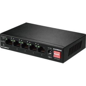 Edimax ES-5104PH V2 Fast Ethernet Switch met 5 poorten - 4x Power over Ethernet (PoE+) - max. 60W / zwart