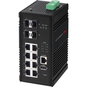 Edimax Pro Edimax Port Gigabit PoE WebManageable Industriële Schakelaar SFP Slots (8 ports), Netwerkschakelaar, Zwart