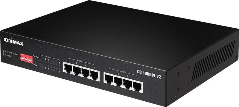 Edimax - GS-1008PL V2 - Gigabit Ethernet Switch - 8 Poorten - Zwart