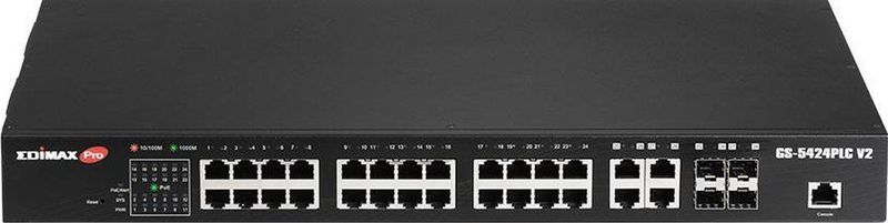 Edimax - GS-5424PLC V2 - Netwerkschakelaar - Zwart - 28 Poorten