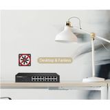 Edimax - GS-1016 V2 - Gigabit Ethernet Switch - Zwart - 16 Poorten