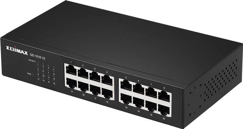 Edimax - GS-1016 V2 - Gigabit Ethernet Switch - Zwart - 16 Poorten