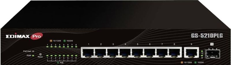 Gigabit PoE+ Web Smart Switch 10-poort met 1 SFP-poort, GS-5210PLG