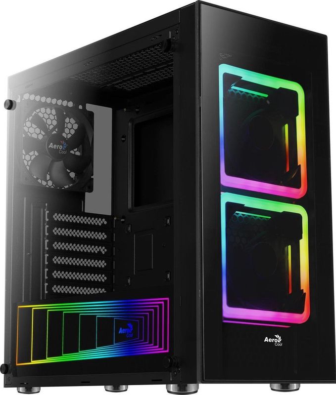 AeroCool - Poort - PC-behuizing - Zwart - Mid-tower met Zijpaneel van Gehard Glas
