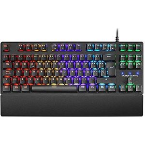 Mars Gaming MKXTKLBES, mechanisch toetsenbord, ultra compact, TKL RGB, polssteun, Switch OUTEMU SQ blauw, Spaanse taal