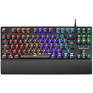 Mars Gaming MKXTKLBPT, mechanisch toetsenbord, ultra compact, TKL RGB, polssteun, Switch OUTEMU SQ blauw, taal Portugees