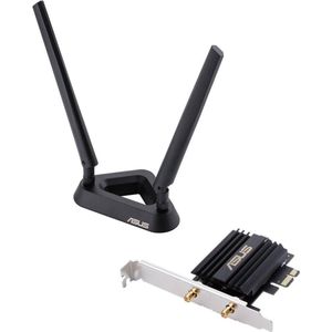 ASUS PCE-AX58BT, AX3000 dual-band PCI-E Wi-Fi 6 (802.11ax) adapter met 2 externe antennes, Ondersteuning van 160MHz, Bluetooth 5.0, WPA3 netwerkbeveiliging