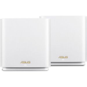 Asus Ai Mesh AX-WLAN-systeem ZenWiFi XT8 (2-in-1 mesh toegangspuntenset, AX6600 WiFi 6 mesh backbone en client-verbinding, 3x Gigabit LAN, 2.5G WAN, app-bediening, Roaming, AiProtection) wit