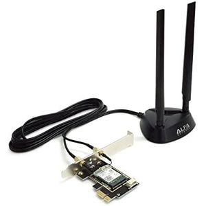 Alfa Network AIT-AX210-EX - WiFi 6E en Bluetooth 5 kaart met 2x dipool antennes en standaard (Mini PCI Express), Netwerkkaarten