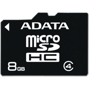 Adata microSDHC-kaart 8GB,, Klasse 4 (8 GB, microSDHC), Geheugenkaart, Zwart