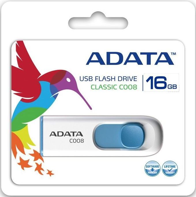 Adata - C008 - USB-stick - Wit - Blauw - 16 GB