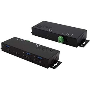 EXSYS - EX-1237HMVS - USB 3.2 Hub - Zwart - Met 4 x USB-C en 3 x USB-A poorten
