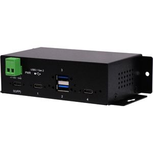 Exsys EX-1274HMV, 4x USB 3.1 HUB Gen2 (USB-C, 4 Havens), Docking station + USB-hub, Zwart