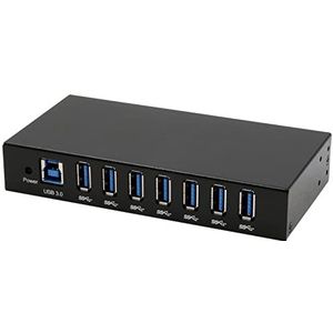 Exsys 7-poorts USB 3.2 Gen 1 HUB metalen behuizing, incl voeding 12V/3A, USB 3.0 kabel, di (USB-B, 7 ports), Docking station + USB-hub, Zwart