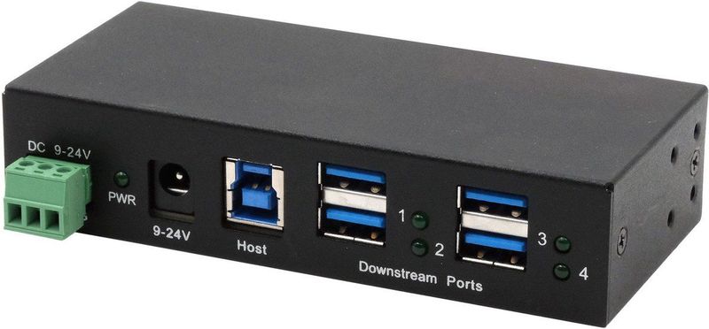 Exsys - Ex-1244 - 4-poorts USB 3.2 Gen 1 HUB - Zwart - Metalen behuizing - Inclusief USB 3.0 kabel