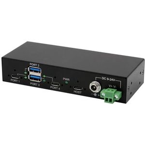 Exsys - EX-11295HMS - USB 3.2 Gen 2 Metalen HUB - Zwart - Inclusief Voeding 12V/2A