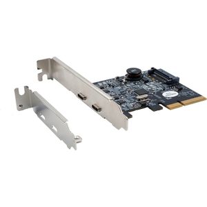 Exsys GmbH - EX-12000 - USB 3.2 Gen 2x1 PCIe Kaart - Zwart - 2x USB-C Aansluiting