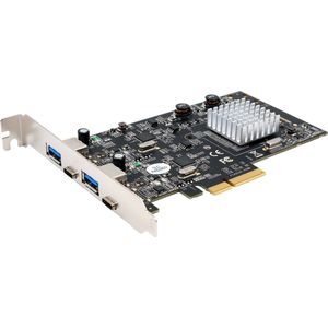 Exsys GmbH 4-poorts USB 3.2 Gen2 PCIe (x4) kaart met 2x A en 2x C™ aansluitingen (Asmedia), Controlekaart