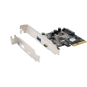 Exsys GmbH 2-poorts USB 3.2 Gen2 PCIe (x4) kaart met 1x A en C™-aansluiting (Asmedia), Controlekaart