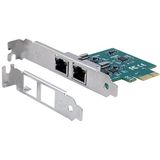 Exsys GmbH Dubbele PCIe netwerkkaart 2x 1Gigabit (PCI-E x1), Netwerkkaarten, Grijs, Groen