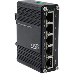 EXSYS EX-62020PoE 5-poorts industriële Ethernet Switch PoE - zwart EX-62020PoE