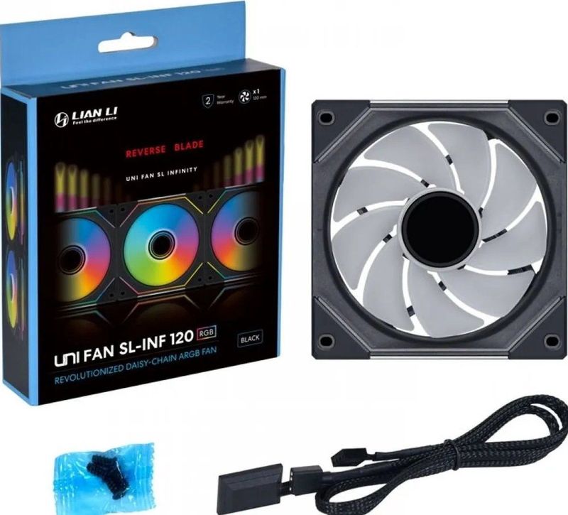 Lian Li UNI FAN SL-INF 120, 1-pack, Black, ARGB Reverse Blade PWM