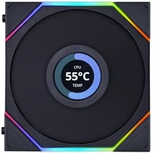 Lian Li UNI FAN TL LCD ARGB Black 3 pack 120mm CFM 300 1900 RPMdBA" LCD Scherm incl. controller FDB 4 pin PMW