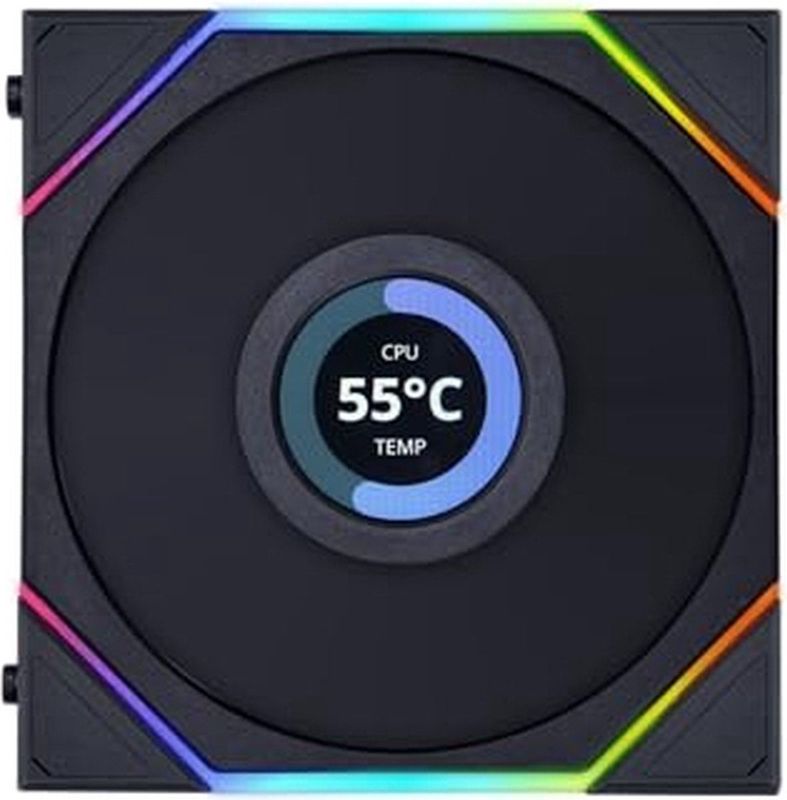 Lian Li UNI FAN TL LCD ARGB Black 3 pack 120mm CFM 300 1900 RPMdBA" LCD Scherm incl. controller FDB 4 pin PMW