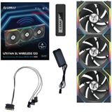 Lian Li UNI FAN SL Wireless PC Ventilator 120mm RGB – 3-pack Reverse Blade Gaming PC Ventilator Zwart | PWM Ventilator - 40 ARGB LEDs - tot 2.000 rpm - Steeksysteem - Hoge Airflow - Trillingsarm -