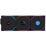 Lian Li - UNI FAN TL Wireless LCD Ventilator - 120mm - RGB - 3-pack - Zwart