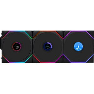 Lian Li - UNI FAN TL Wireless LCD Ventilator - 120mm - RGB - 3-pack - Zwart
