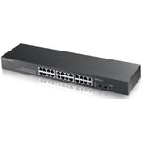 Zyxel GS1100 Series GS1100-24 - Switch - onbeheerd - 24 x 10/100/1000 + 2 x SFP (mini-GBIC) (uplink) - rack-uitvoering
