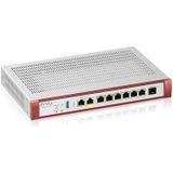 USG FLEX200 H-serie, gebruikersgedefinieerde poorten met 1 x 2,5 G, 1 x 2,5 G (PoE+) en 6 x 1 G, 1 x USB met 1 YR-beveiligingspakket